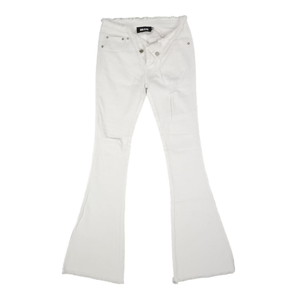 Ser.o.ya Olivia Mid Rise Flare Jeans White - Picture 4 of 15